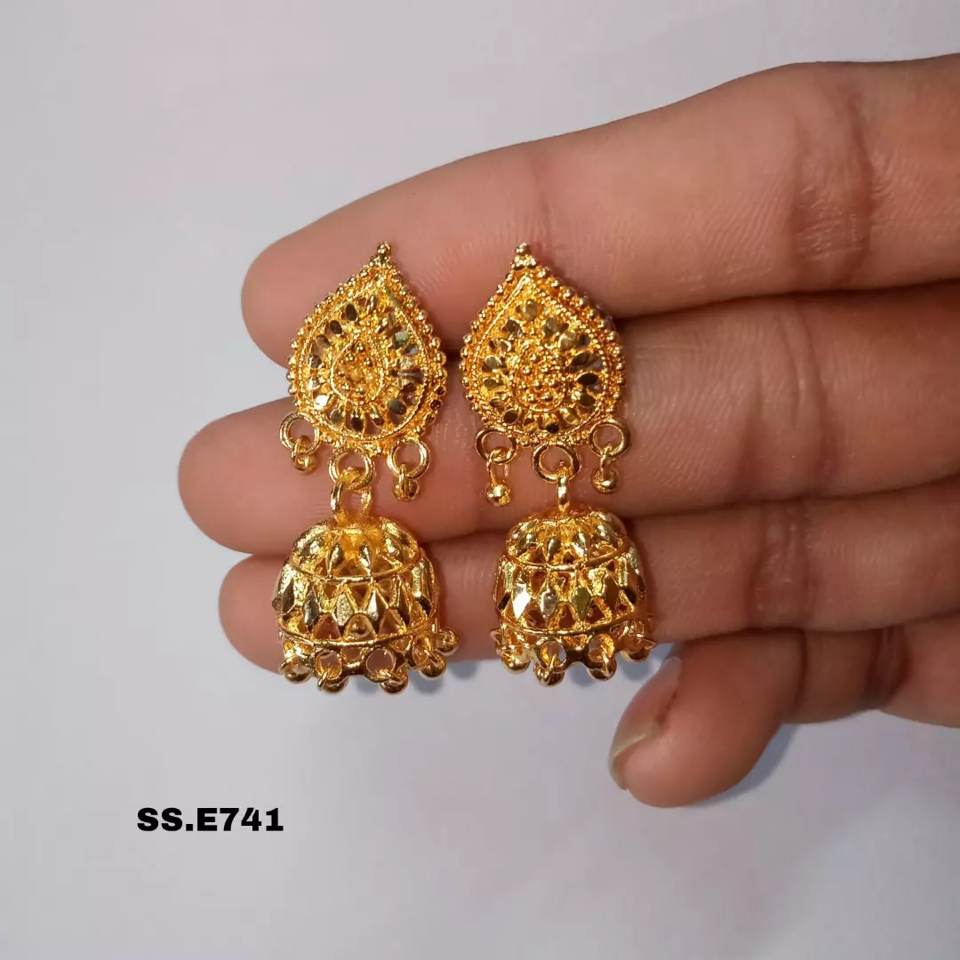 SS new launch gold plated jhumka uploaded by Sharma Sales on 2/23/2022
