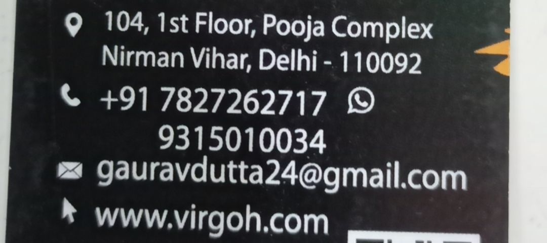 Visiting card store images of Virgoh Lifestyle