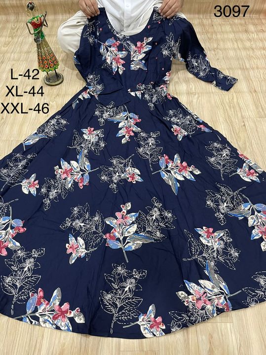 Post image 💥 HIT PATTERN 💥
Superior Quality Rayon Slub Beautiful Floral Print Frock Length-49-50”
Sizes:-Mentioned Sizes Available 
Rs.899 Freeship
💕Ready To Dispatch 💕