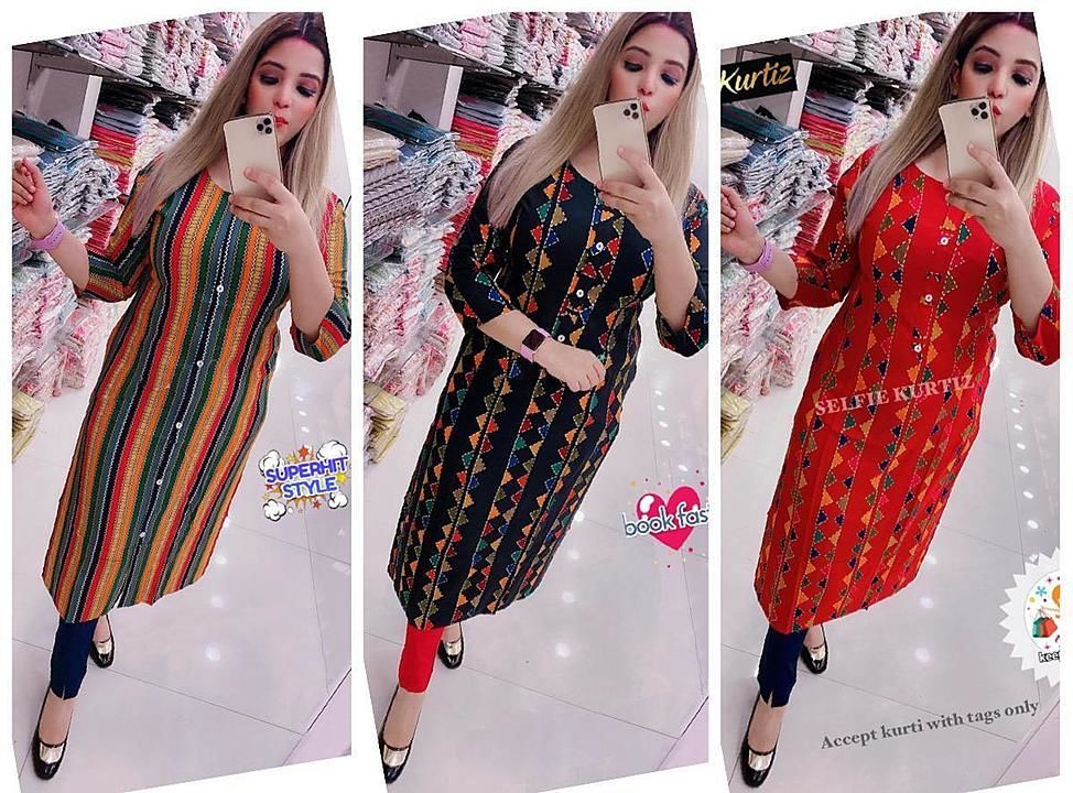 Post image *Fastival special 🙋🏻‍♀️New 😍launching 😘Selfi 👩‍❤️‍👩Kurtis *

🤩🤩🤩🤩🤩🤩
Bautiful 3 color 🎁

*Febric details:- *
Reyon print Kurtis 😘
With Reyon plazo 🎉
Full stich 🥳
*With botton*

👩‍❤️‍👩👩‍❤️‍👩👩‍❤️‍👩👩‍❤️‍👩👩‍❤️‍👩👩‍❤️‍👩
Size :-  L (40)
            Xl. (42)
           Xxl. (44)

*Price :- 850
👸🏼👸🏼👸🏼👸🏼👸🏼👸🏼

Ready to ship 🚢 
Maltipal pics available