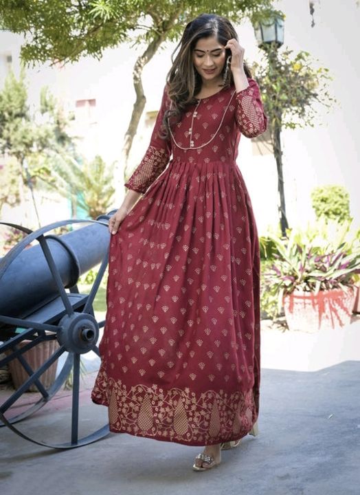 *Jay Jagannath* Women's Embellished Rayon Long Anarkali Kurti *Rs.540(cod)* *whatsapp.* uploaded by NC Market on 2/24/2022