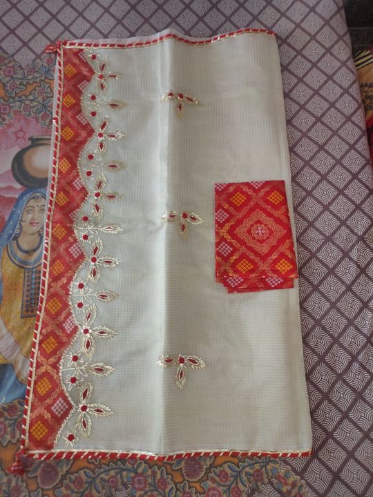 Post image Traditional Kota doria sarees with Gotta work and bhandhani blouse