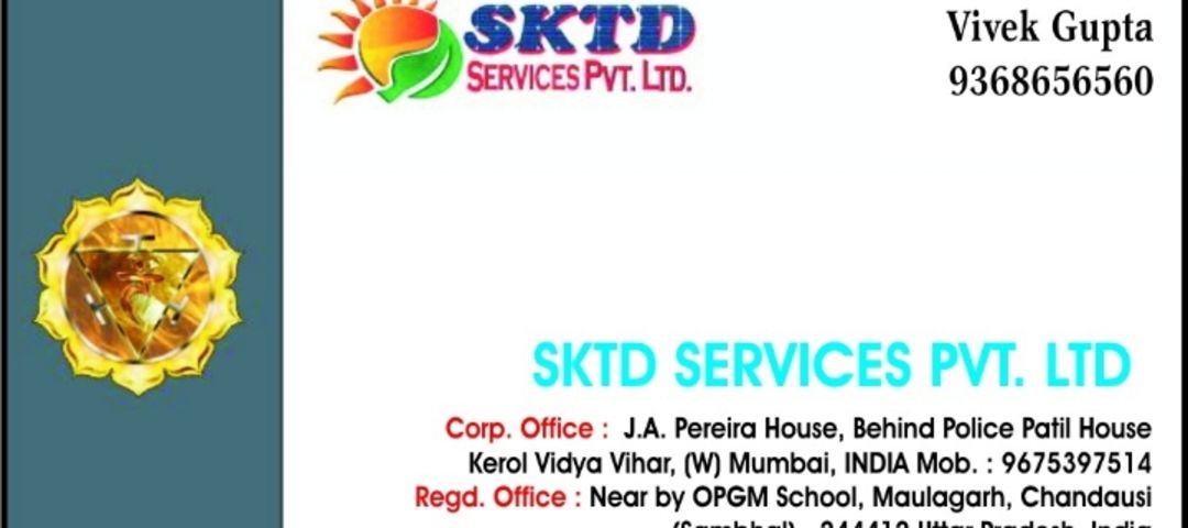 Visiting card store images of SKTD Services pvt. Ltd