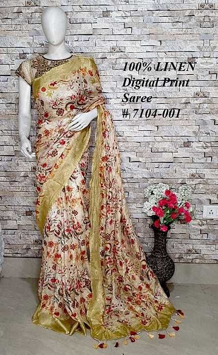Linan pure digital print saree uploaded by business on 10/10/2020