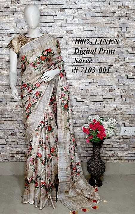 Linan pure digital print saree  uploaded by business on 10/10/2020