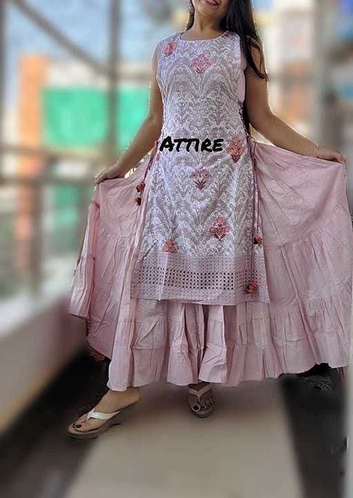 *Attire launches beautiful full flaired gown with attached chikankari shifle upper*

Fabric- cotton
 uploaded by Apna Fashion on 10/10/2020