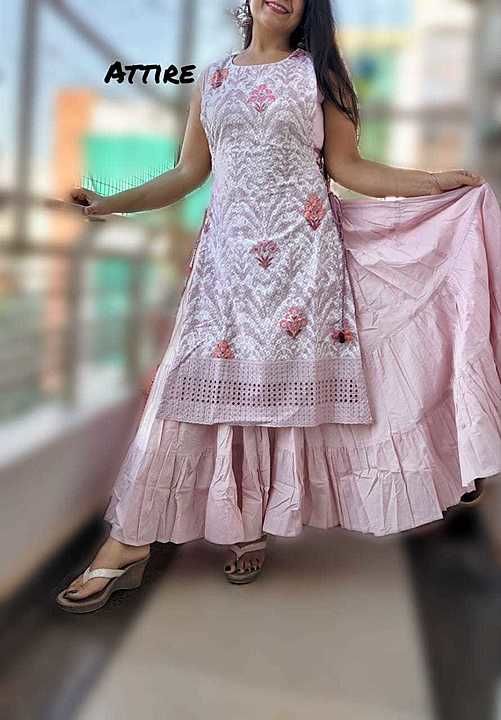 *Attire launches beautiful full flaired gown with attached chikankari shifle upper*

Fabric- cotton
 uploaded by business on 10/10/2020