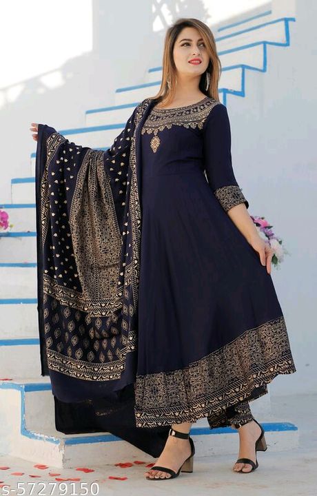 Anarkali kurti with dupatta set uploaded by Nandini fashion on 2/24/2022