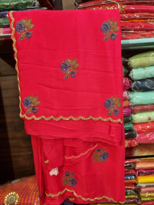 Pure chinnon saree uploaded by business on 2/25/2022