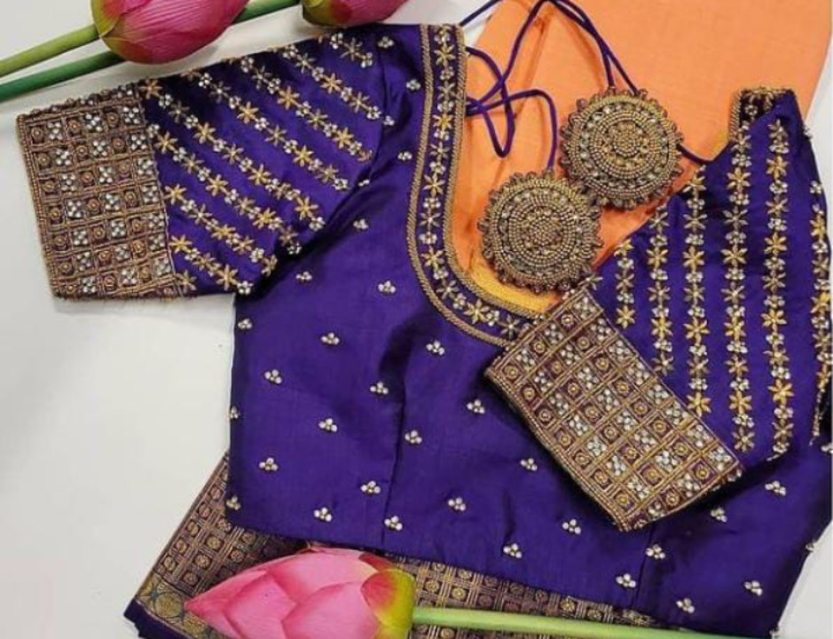 Kanchipuram silk saree with designer blouse uploaded by business on 2/26/2022