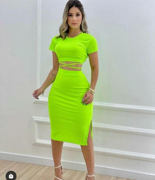 Sexy neon knitted dress uploaded by Celebrity_wear_fashion on 2/26/2022