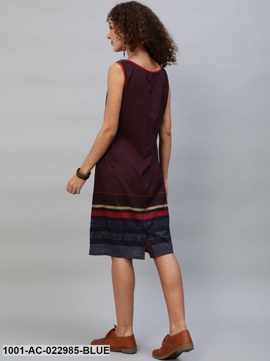 Blue & Red Striped Printed Shift Dress uploaded by PR Retail on 2/26/2022