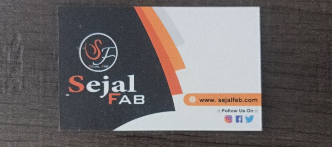 Visiting card store images of Sejal Fashion