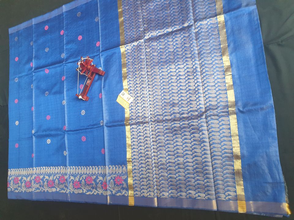 Tussae Zari jacquard handborder handloom saree uploaded by business on 2/27/2022