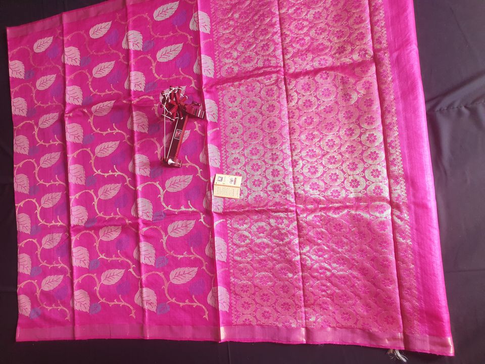 Tussar and lilen full body work zari Jacquard  handloom saree uploaded by business on 2/27/2022