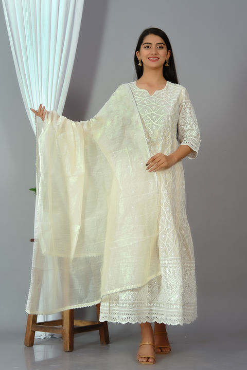Chiken embroidered gown and dupatta uploaded by KP ENTERPRISES on 2/27/2022