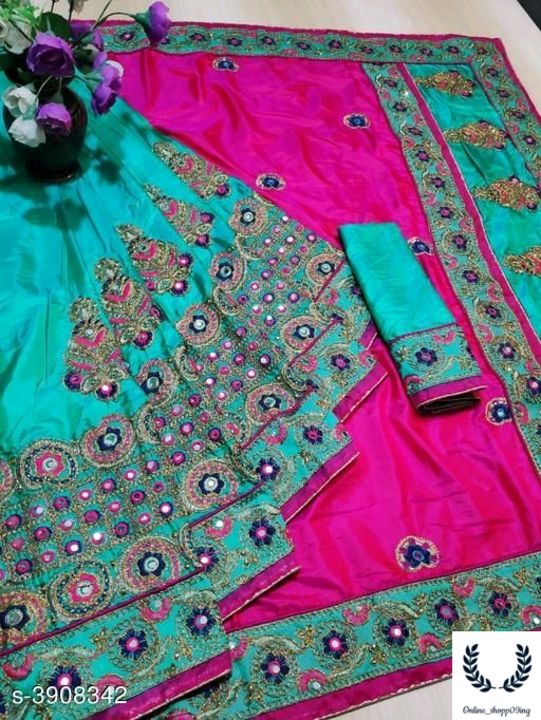 Arya Embroidered Sana Sana Silk Sarees with Lace border uploaded by Online_shopping on 2/28/2022