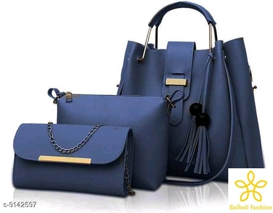 Post image 👉Latest Handbags
PU Leather Latest Handbags For Women's Ladies
 Combo Of 3 (Blue_Teddy_FGO-249)

Material: PU

No. of Compartments: 1

Pattern: Self Design

Type: Handbag Set

Multipack: 1

Sizes:Free Size (Length Size: 14 in, Width Size: 7 in, Height Size: 16 in) 

Sizes Available - Free Size.
                           💬💬💬