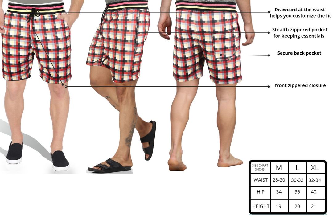 Trending mens shorts black red checked stretched uploaded by business on 3/1/2022