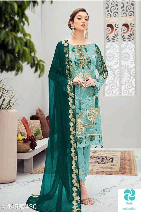 Semi pakistani suit uploaded by Bmk collection on 3/1/2022