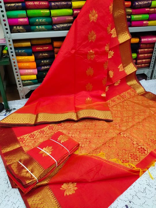 Post image 💖💖 *Fancy Monica Silk Cotton Sarees*💕💞 *Kota warp weft with Monica silky Cone*💞 *with Running blouse*💞 *Attractive thread pallu and silver butta*💞 *Attractive Silver Border*💞 *Monica silk cotton cone woven*
💞 *Resellers price:*Rs.650+$ single*