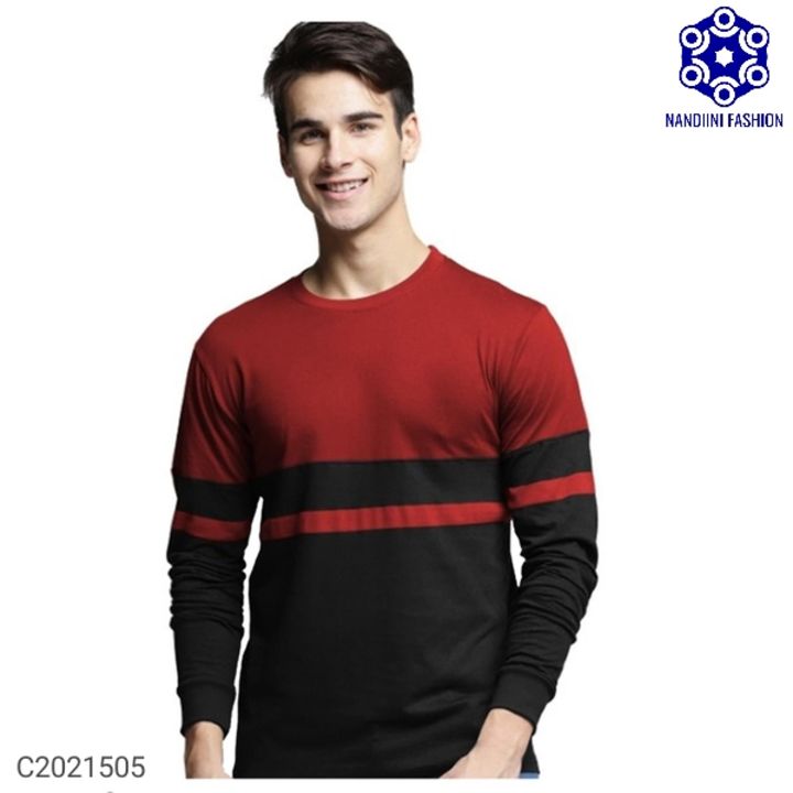 Product Name:* Cotton Color Block Full Sleeves Round Neck T-Shirt
 uploaded by ONLINESHOP YOUR on 3/1/2022