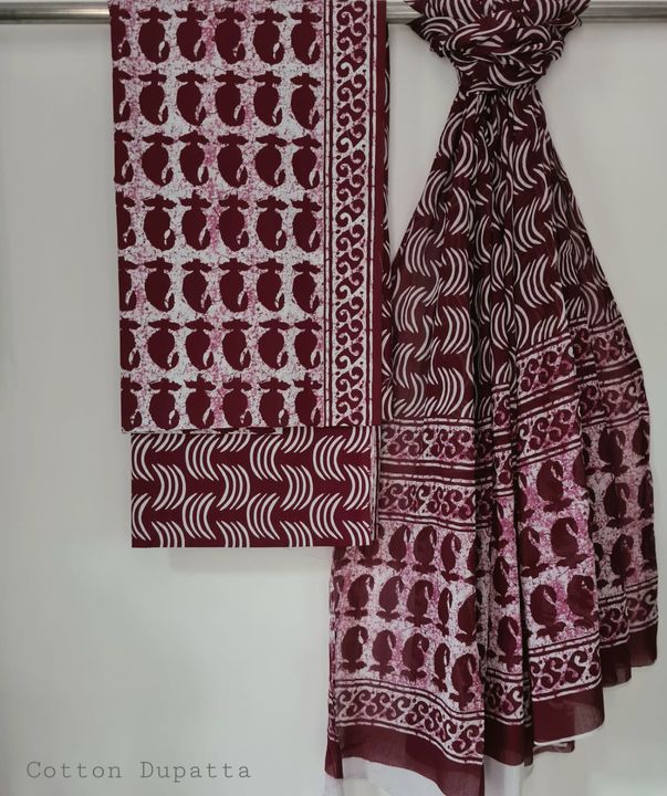 Post image Block Printed pure cotton suit sets with cotton mulmul dupatta.2.5meter top2.5meter bottom2.5meter dupatta.
At rs 700/- plus shipping