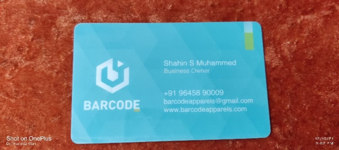 Visiting card store images of Barcode creation 