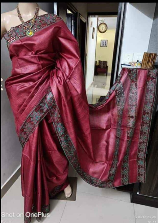 Tussar silk cut work saree uploaded by Aastha Handloom on 3/2/2022