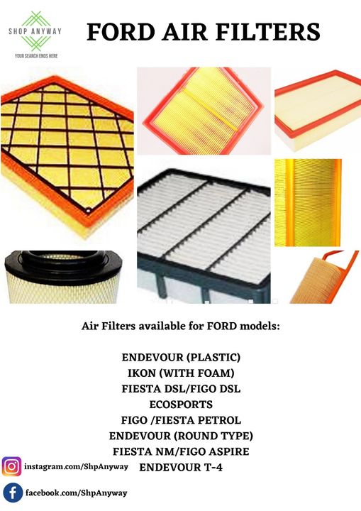 Post image Best and superior quality Air Filter suited for FORD Cars.
Carefully curated to suit your specific vehicle as per specification and fitment.
With highest grade material, high-density media for protection against soot,dirt and dust.
Catches up to 99% of airborne particles and debris.
Protects the engine from premature damage and ensures better acceleration.