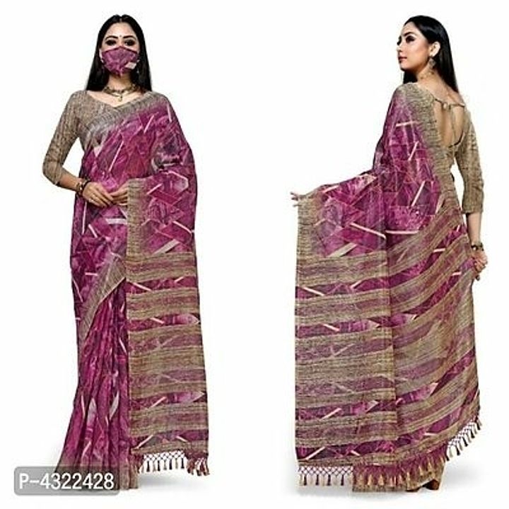 Linen Digital Print Saree With Matching Mask uploaded by business on 10/11/2020