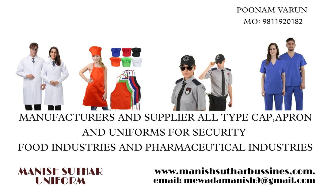 Post image Manufacture and supplier all type cap, apron, mask, and uniforms for pharmaceutical and industrial useMo:9727095999       9725484576       9811920182