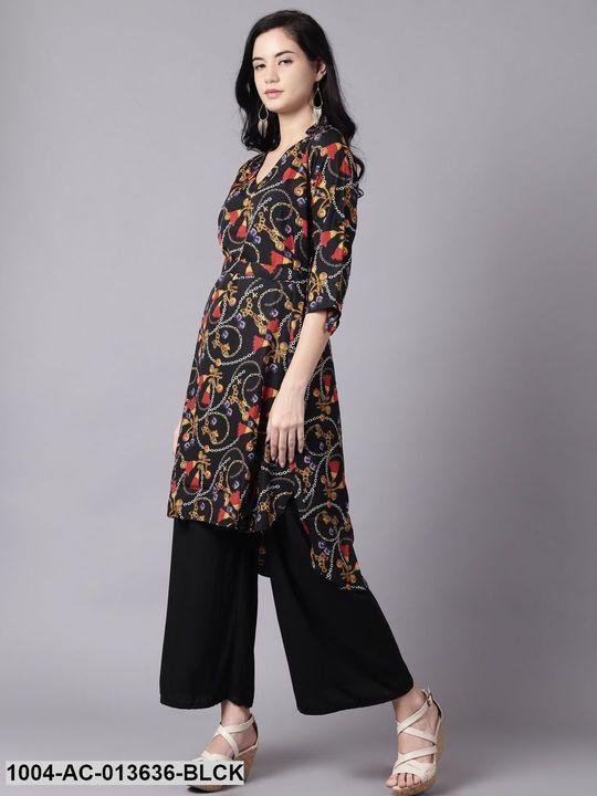 Black Conversational Printed Mandarin Collar A-Line Dress uploaded by PR Retail on 3/3/2022