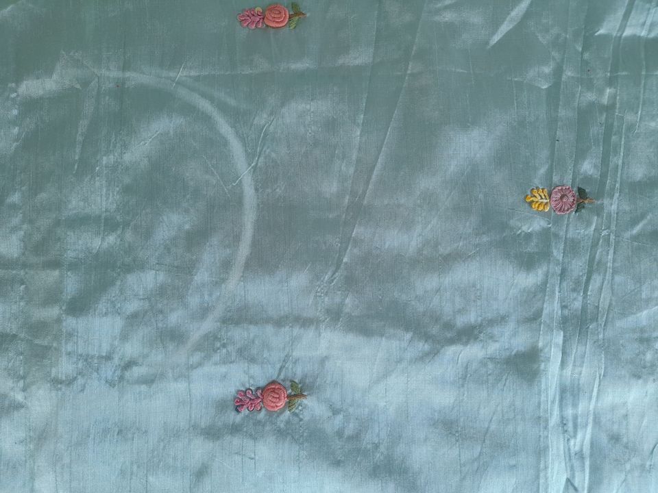 French Knot Threadwork on Dupion Silk  Kurti Fabric uploaded by Handmade India on 3/3/2022