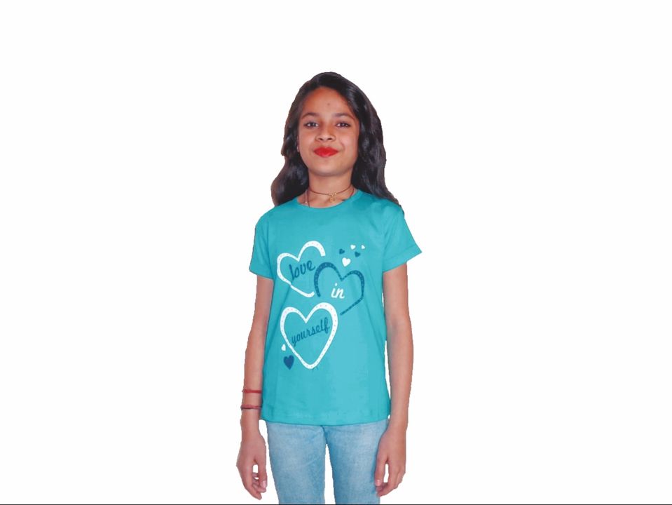 Product image with price: Rs. 299, ID: fancy-latest-rama-colour-girls-t-shirt-8ce704b6