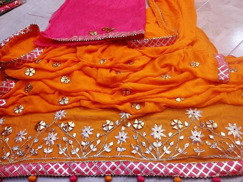 Post image Sale sale🤣 pure najmin ciefon saree and gota work all over saree and same fabrik contract  blouse
Book fast 👉 price 599+$✈✈✈