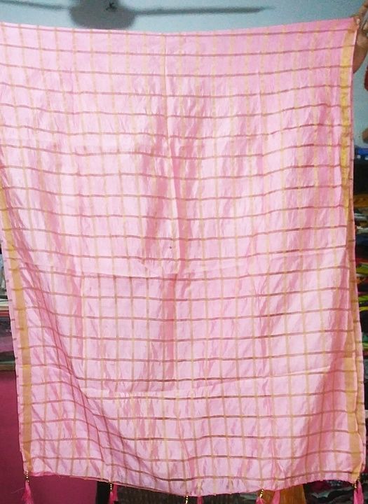 Silk dupatta with tissue checks uploaded by business on 10/12/2020