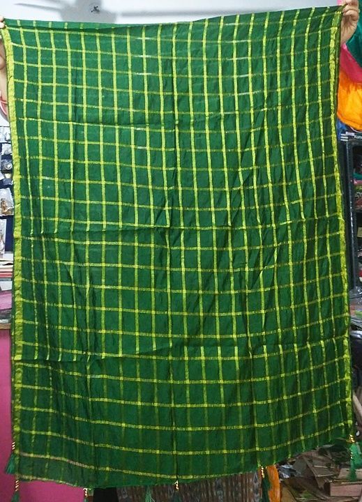 Silk dupatta with tissue checks uploaded by business on 10/12/2020
