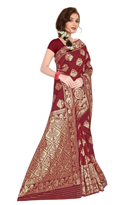 Jacquard design red saree uploaded by business on 3/5/2022