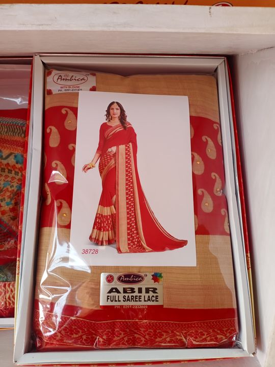 Ambika Chiffon saree full lace uploaded by business on 3/5/2022