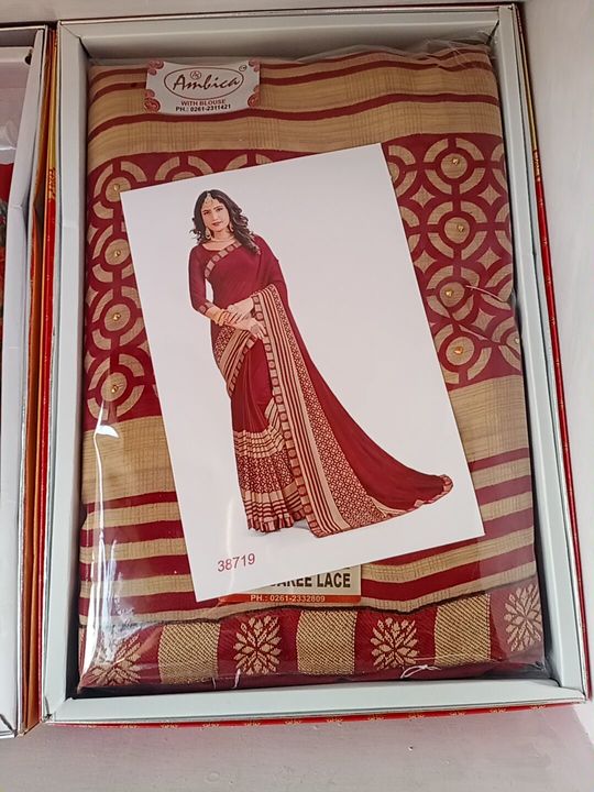 Ambika Chiffon saree full lace  uploaded by business on 3/5/2022