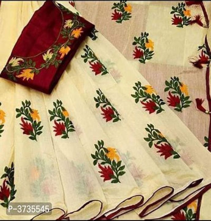 Post image Chanderi Cotton Floral Embroidered Sarees
Chanderi Cotton Floral Embroidered Sarees with Blouse piece
*Fabric*: Chanderi Cotton
*Type*: Saree with Blouse piece
*Style*: Embroidered
*Design Type*: Variable
*Saree Length*: 5.5 (in metres)
*Blouse Length*: 0.8 (in metres)
*Returns*:  Within 7 days of delivery. No questions asked
⚡⚡ Hurry, 9 units available only 

 🆕 Avail 100% cashback on all your orders in MyShopPrime Wallet
💸 Use 5% flat off on all prepaid orders

Hi, check out this collection available at best price for you.💰💰 If you want to buy any product, message me

https://myshopprime.com/collections/395121288