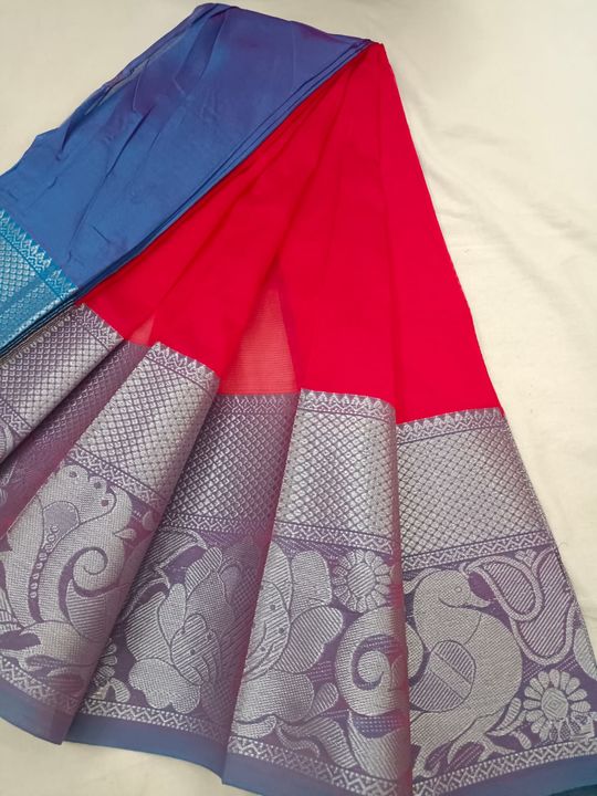 Mangalgiri pattu kanchi boarder plain saree uploaded by Ramesh handlooms on 3/6/2022