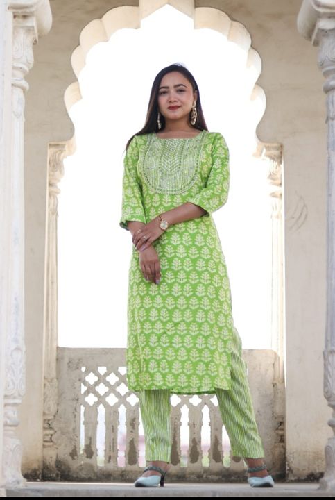 Kurti with pant uploaded by business on 3/6/2022