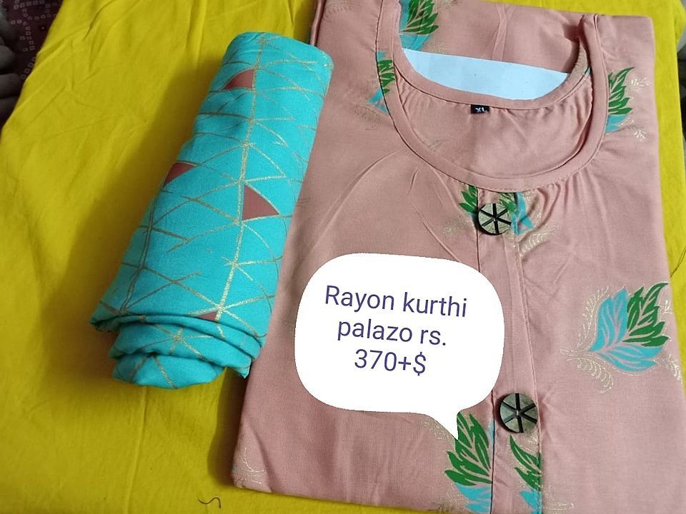 Rayon kurthi palazo sets  uploaded by business on 10/12/2020
