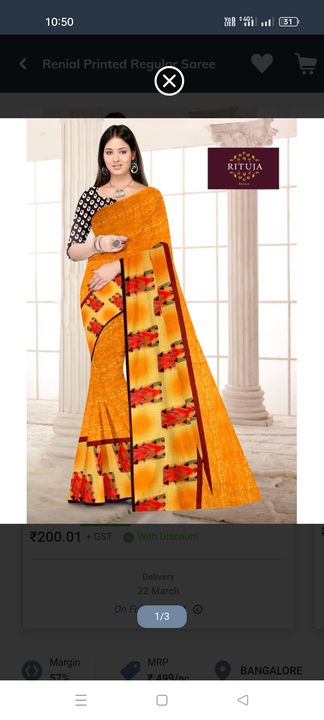 Cotton saree uploaded by business on 3/6/2022