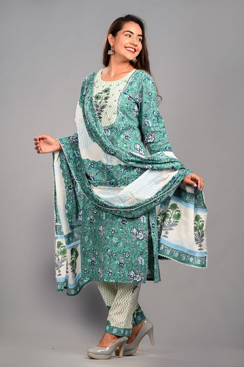 Kurti with pant and dupatta  uploaded by business on 3/7/2022