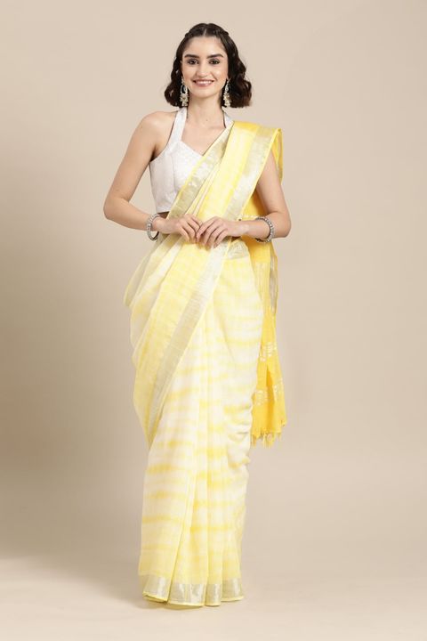 Shibori Printed Cotton Linen Saree uploaded by business on 3/7/2022