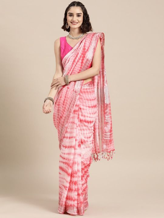 Shibori Print Cotton Linen Saree uploaded by Sanganeri feb on 3/7/2022