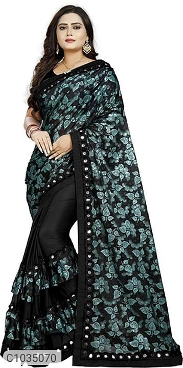 Ruffle mirror border saree uploaded by business on 10/12/2020